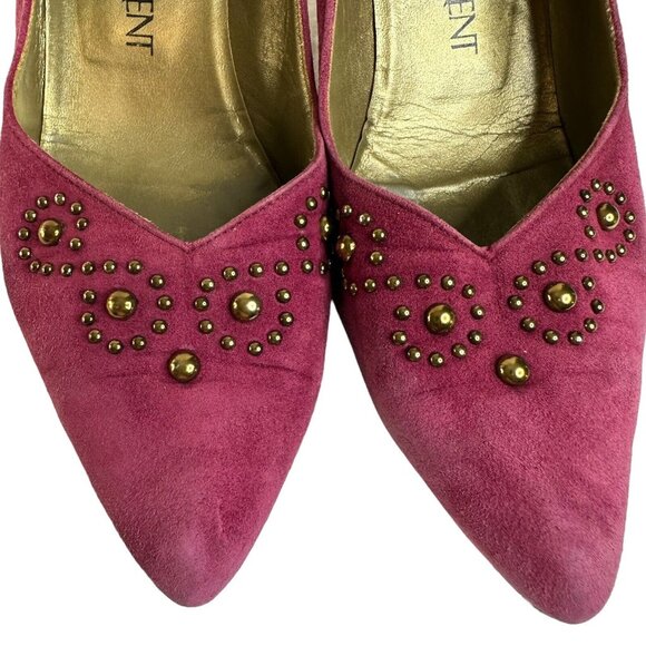 Vintage Saint Laurent YSL Pump Shoes Purple Sz US 6 EU 36 Stud Details Point Toe - Picture 6 of 16